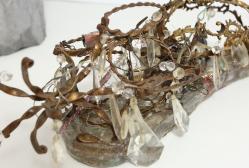 Envy, 2016, 64x60x22, transparent polyester resin, bronze, glass, various metallic objects and crystals (Detail)